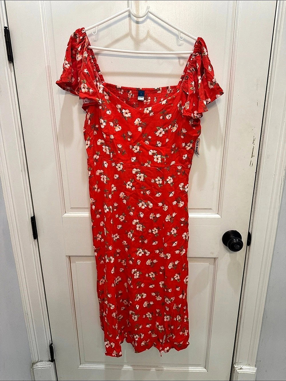 Old Navy Floral Midi Dress in Red Size Large NWT